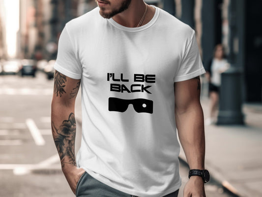 Terminator Movie T-Shirt: "I Will Be Back" with Sunglasses Graphic