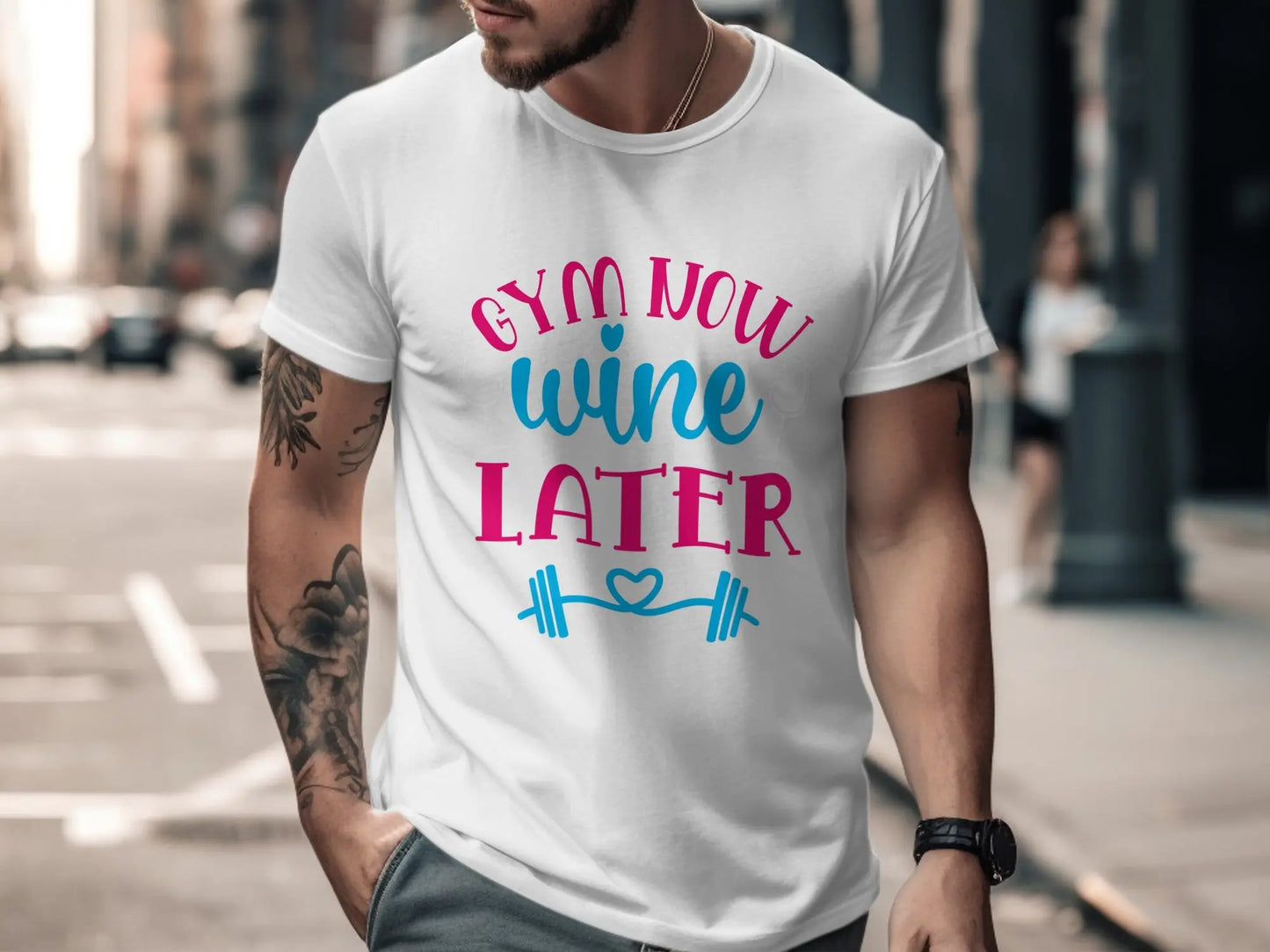 Fun "Gym Now Wine Later" Printed T-Shirt Boofy