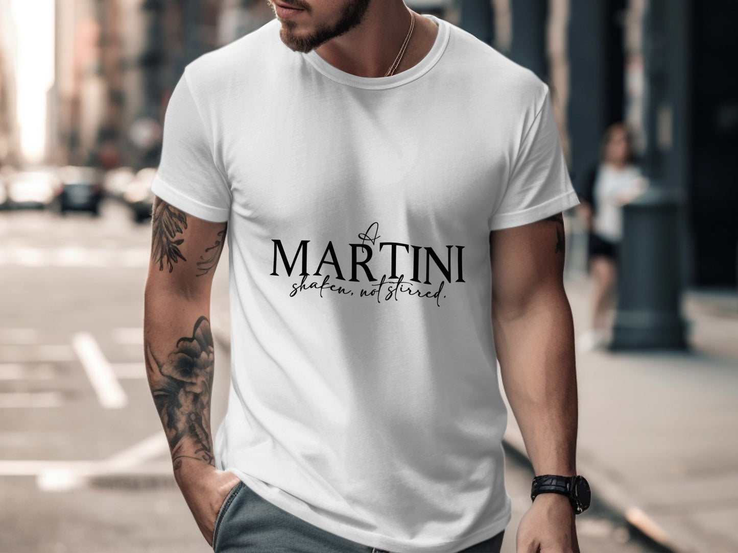 James Bond T-Shirt: "Martini Shaken Not Stirred" Classic Movie Drink Tee