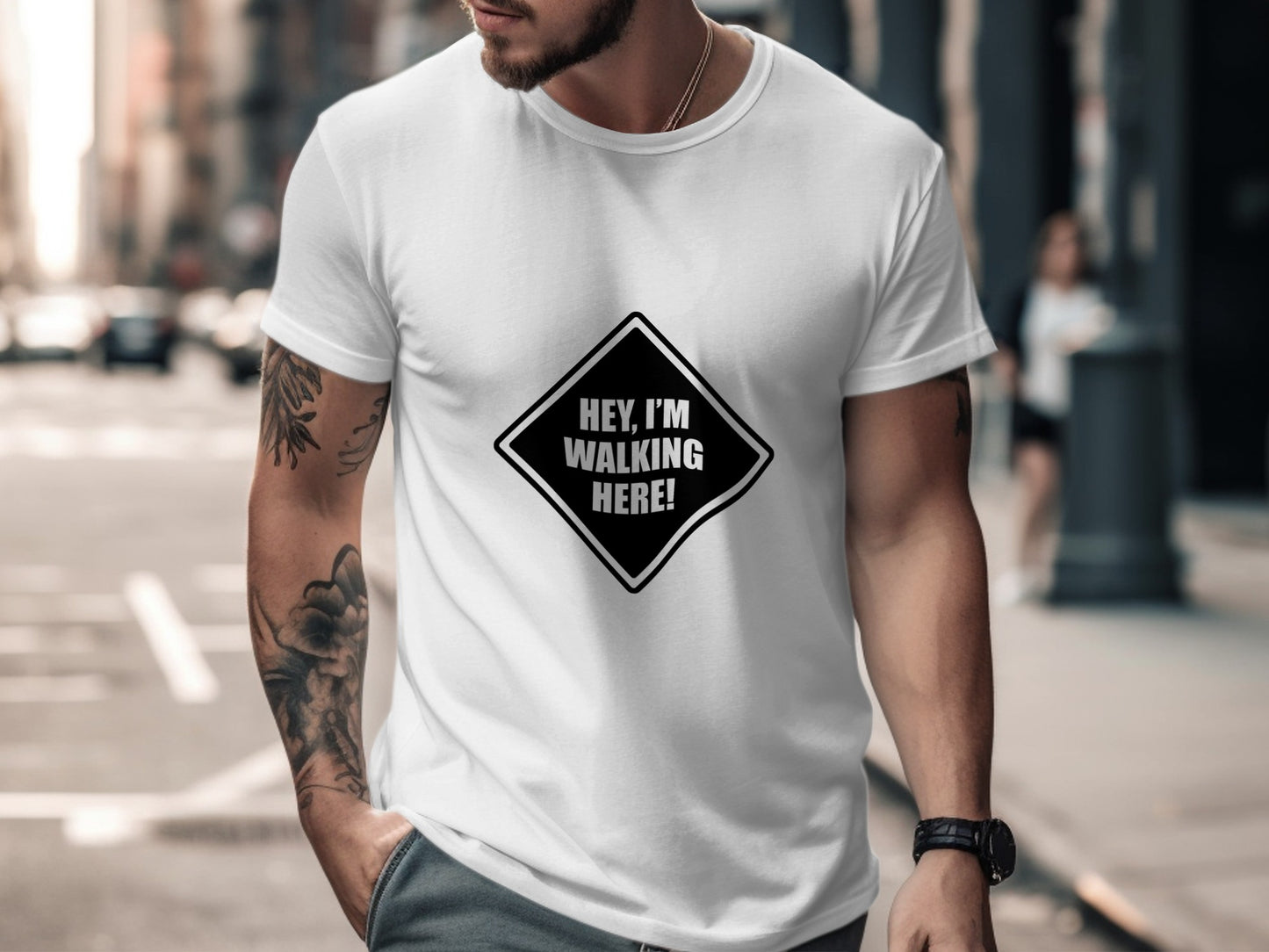 Classic Film Quote T-Shirt: "Hey I Am Walking Here" Funny Saying