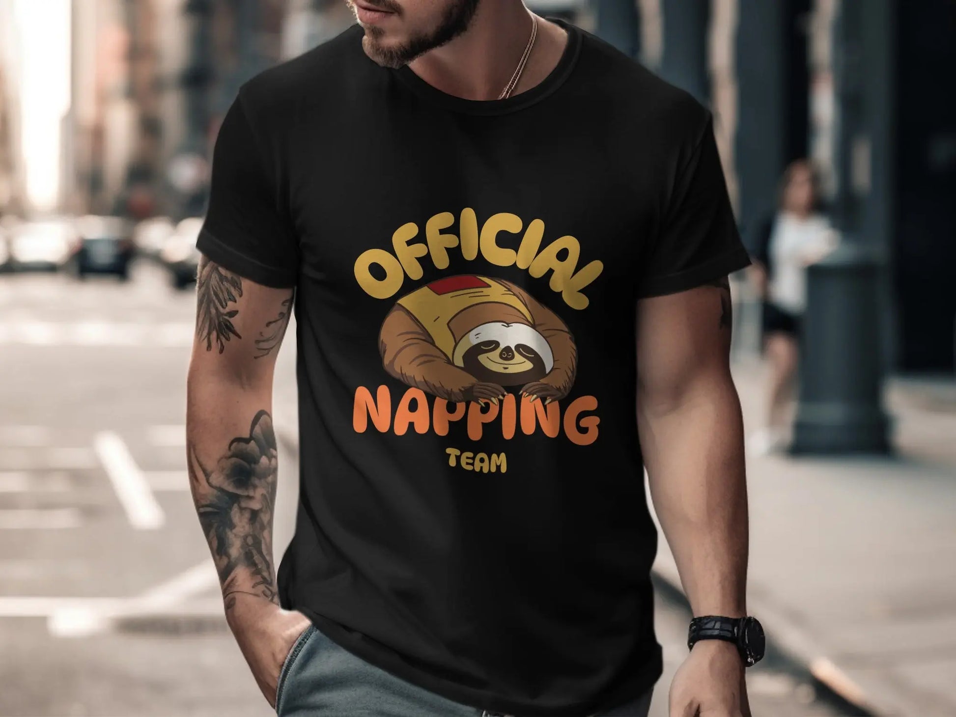 Official Napping Team Sloth Illustration T-Shir Boofy