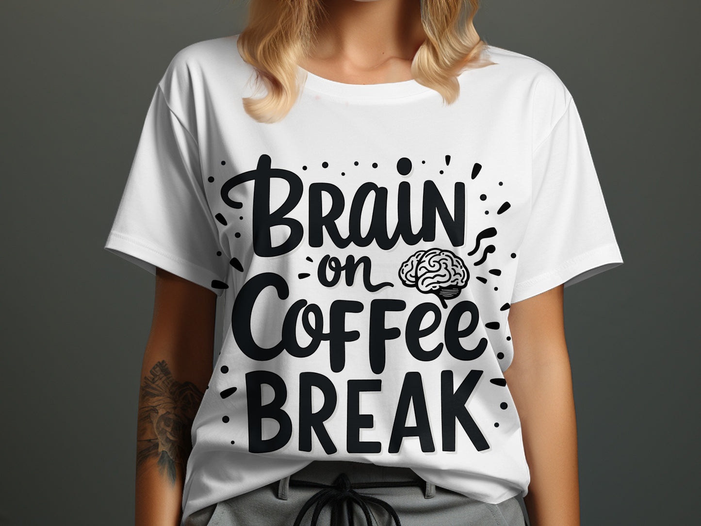 Coffee Lover T-Shirt: "Brain On Coffee Break" Funny Graphic Design