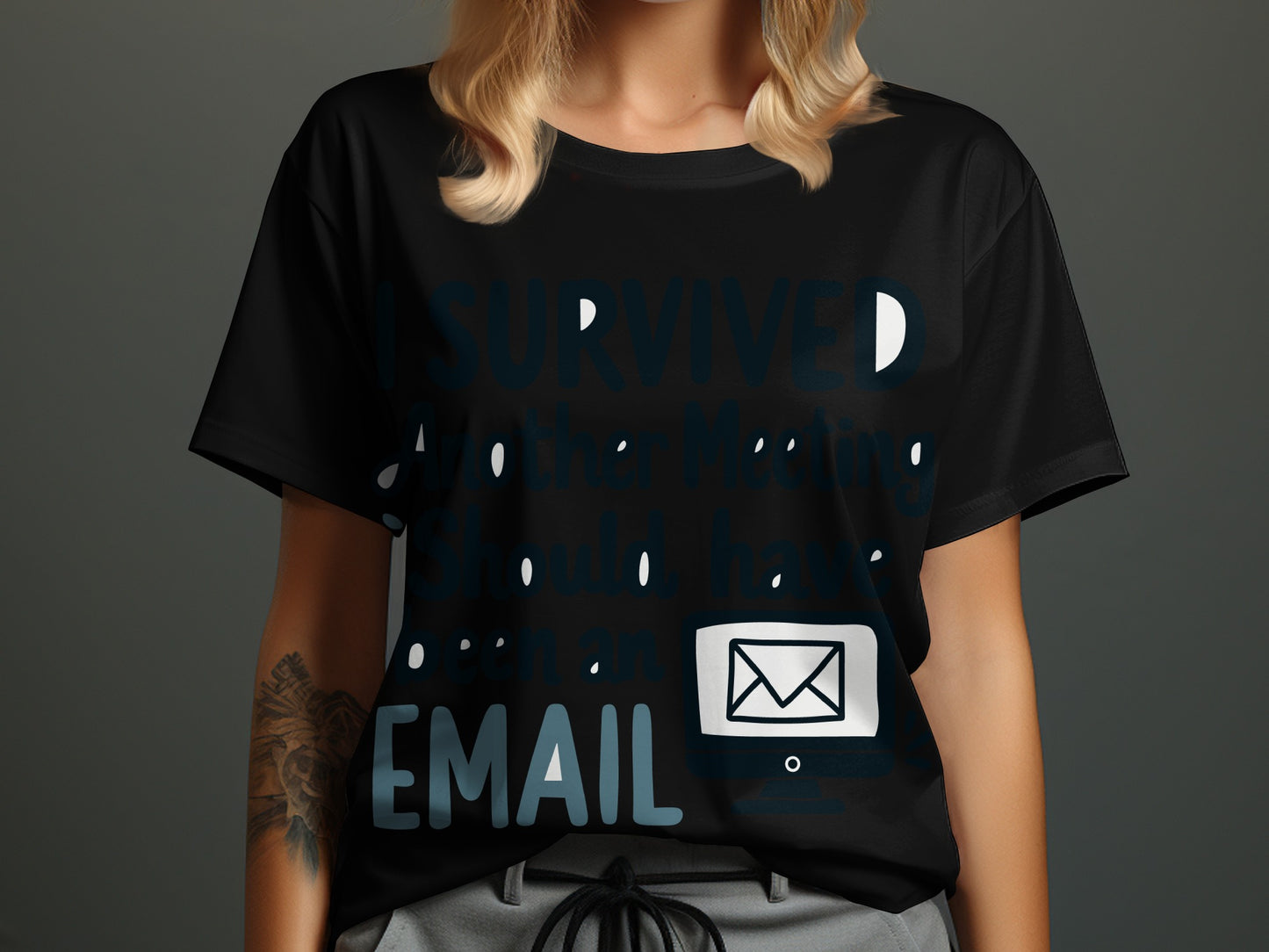 Office Humor T-Shirt: "Survived Another Meeting Should Have Been an Email"