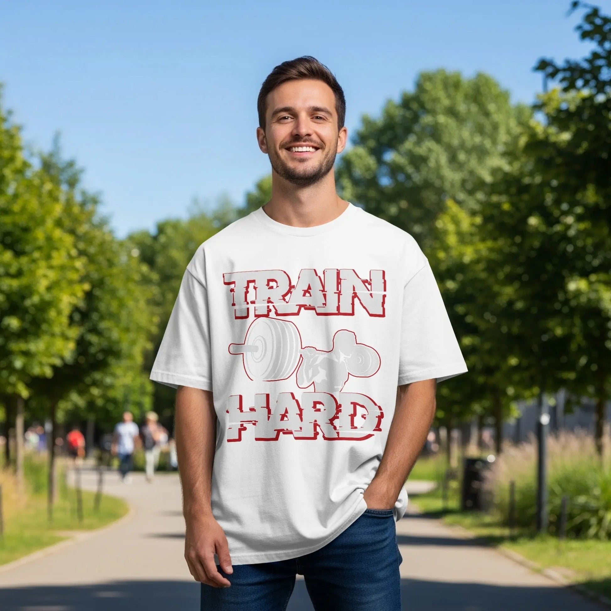 "Train Hard" Bodybuilder Fitness Gym Graphic T-Shirts Boofy