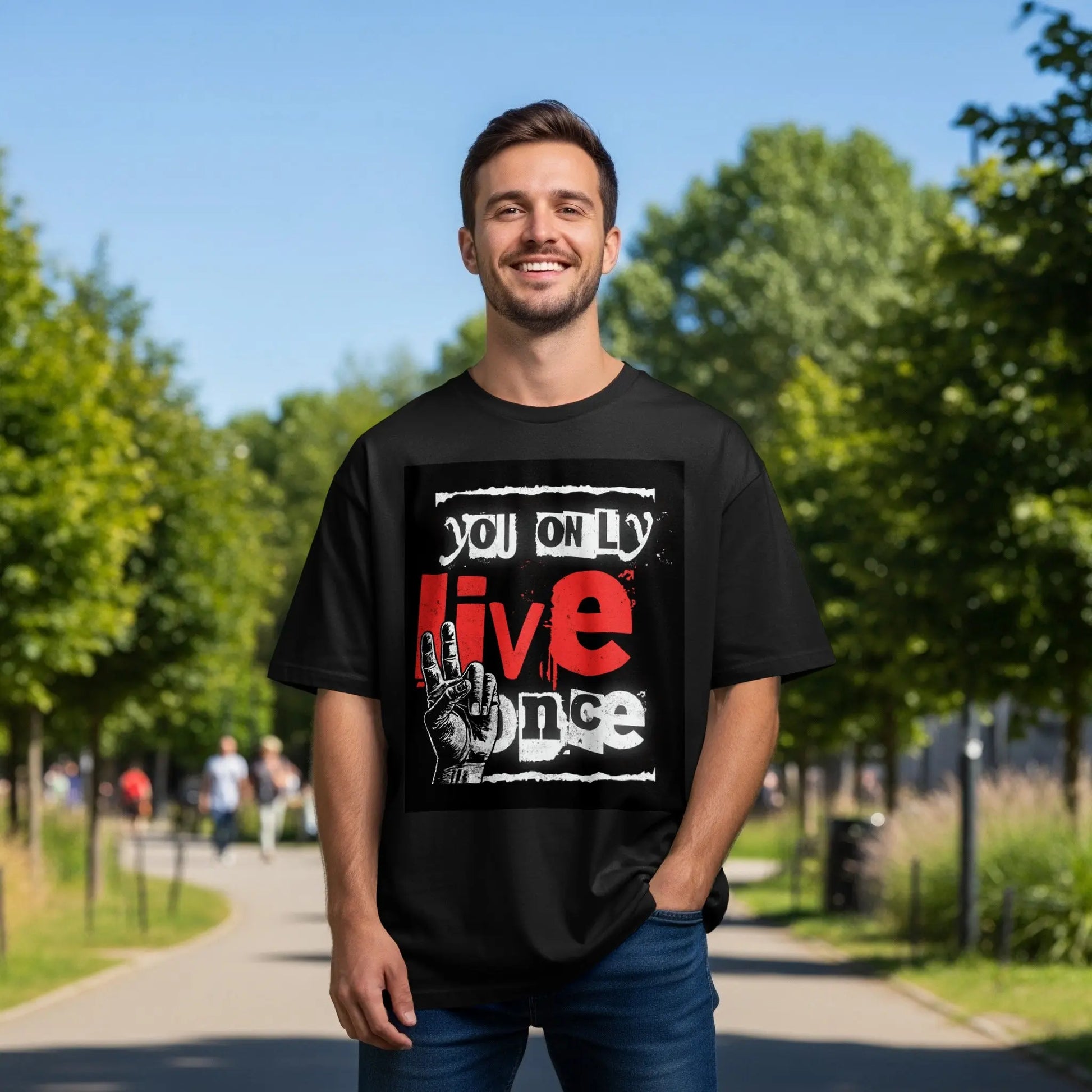 "You Only Live Once" Hand Graphic T-Shirt Boofy