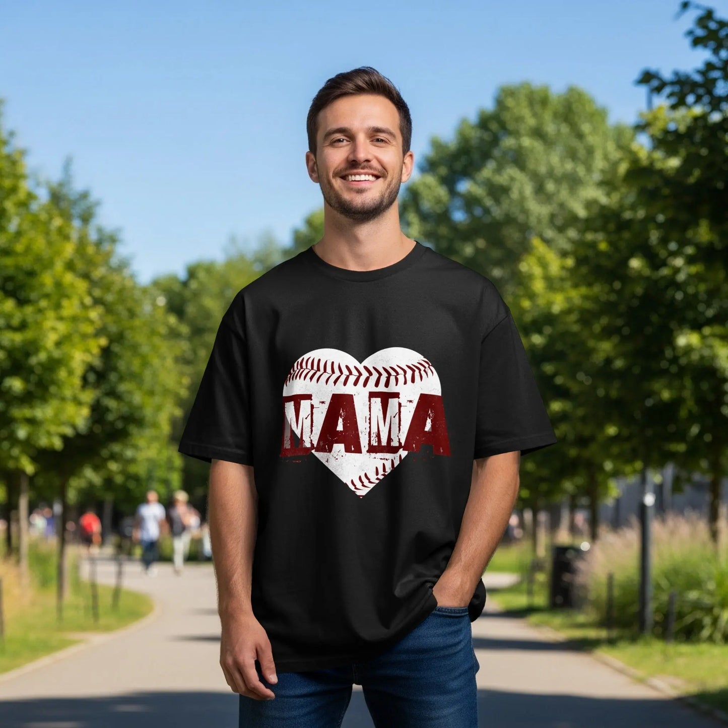 Baseball Love Mama Graphic Heart T-Shirts Boofy
