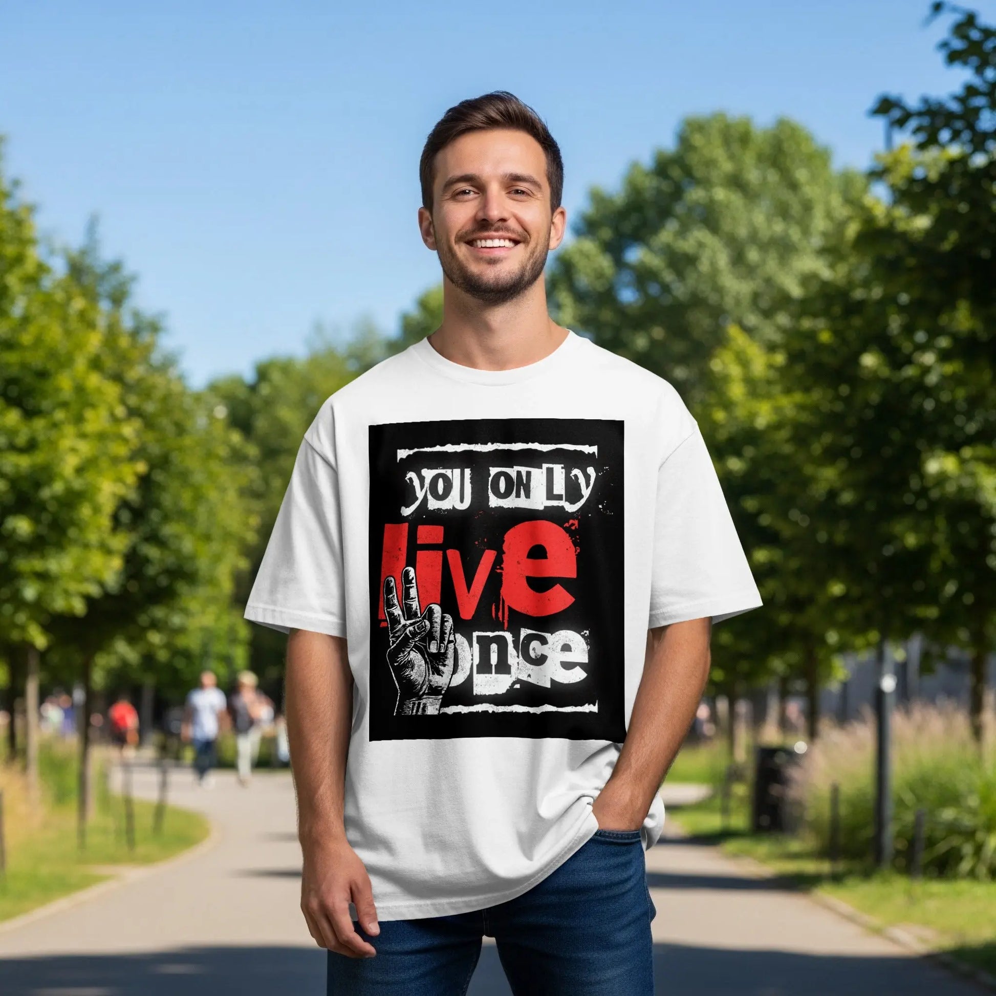 "You Only Live Once" Hand Graphic T-Shirt Boofy
