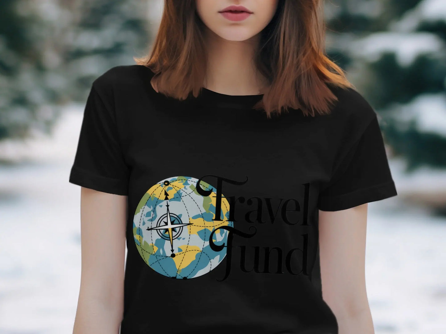 Travel Fund T-Shirt: Earth Compass Globe Artistic Design