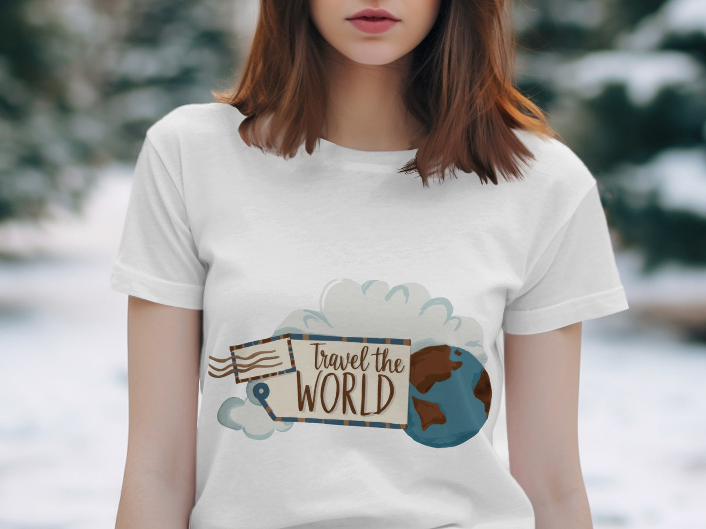Adventure Travel T-Shirt: "Explore Adventure Travel the World" Globe Art