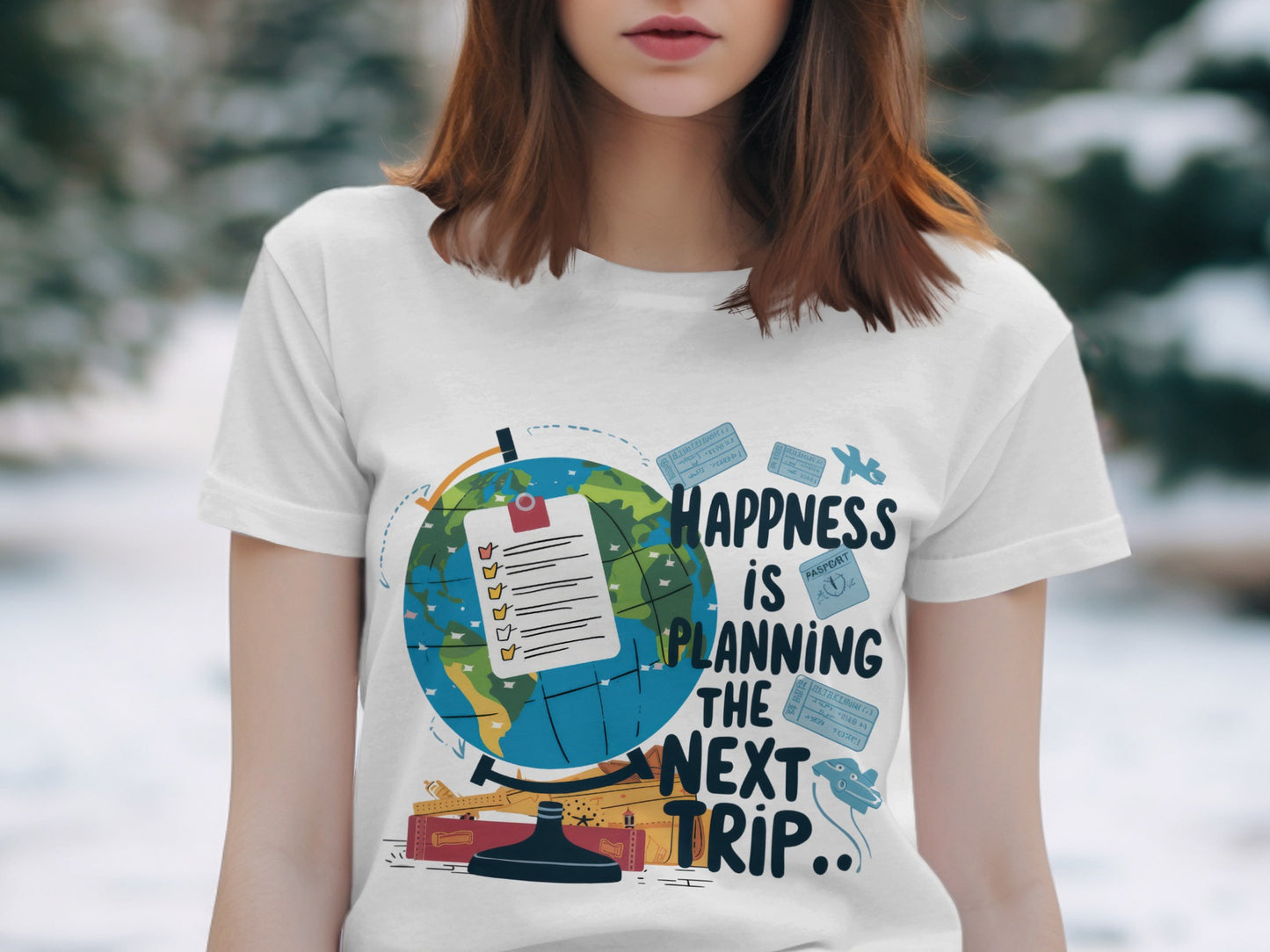 Funny Traveler T-Shirt: "Happiness Is Planning the Next Trip" Planner