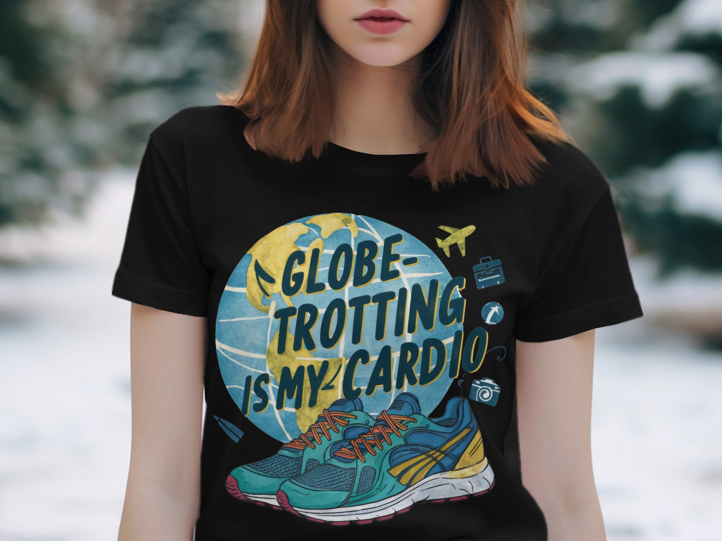 Traveler Fitness T-Shirt: "Globe-Trotting Is My Cardio" Trendy Graphic
