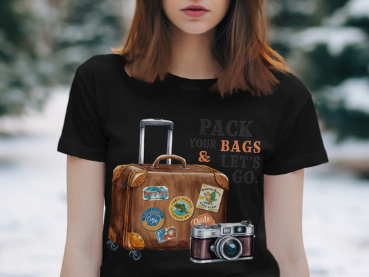 Adventure T-Shirt: "Pack Your Bags And Let's Go" Traveler Tee