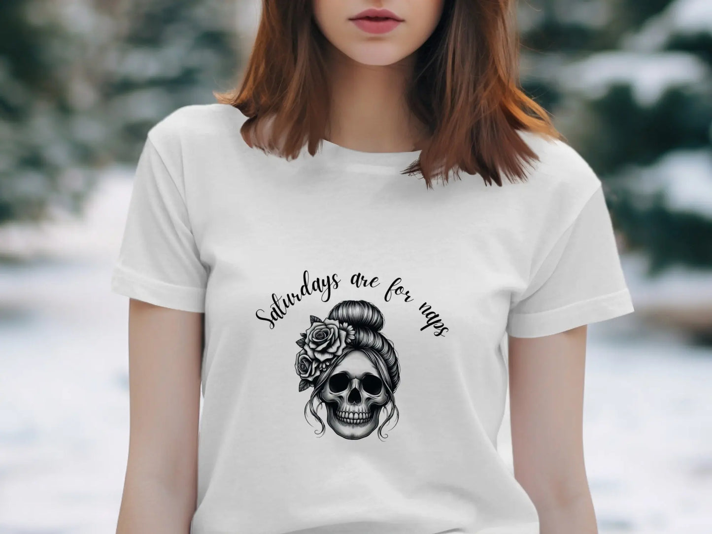 Saturdays Are For Naps Skull Floral Hairstyle T-Shirts Boofy