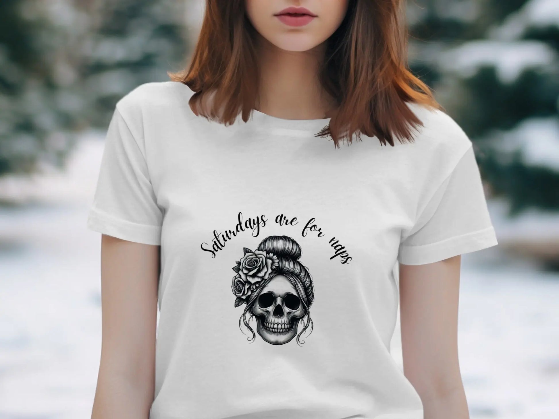 Saturdays Are For Naps Skull Floral Hairstyle T-Shirts Boofy