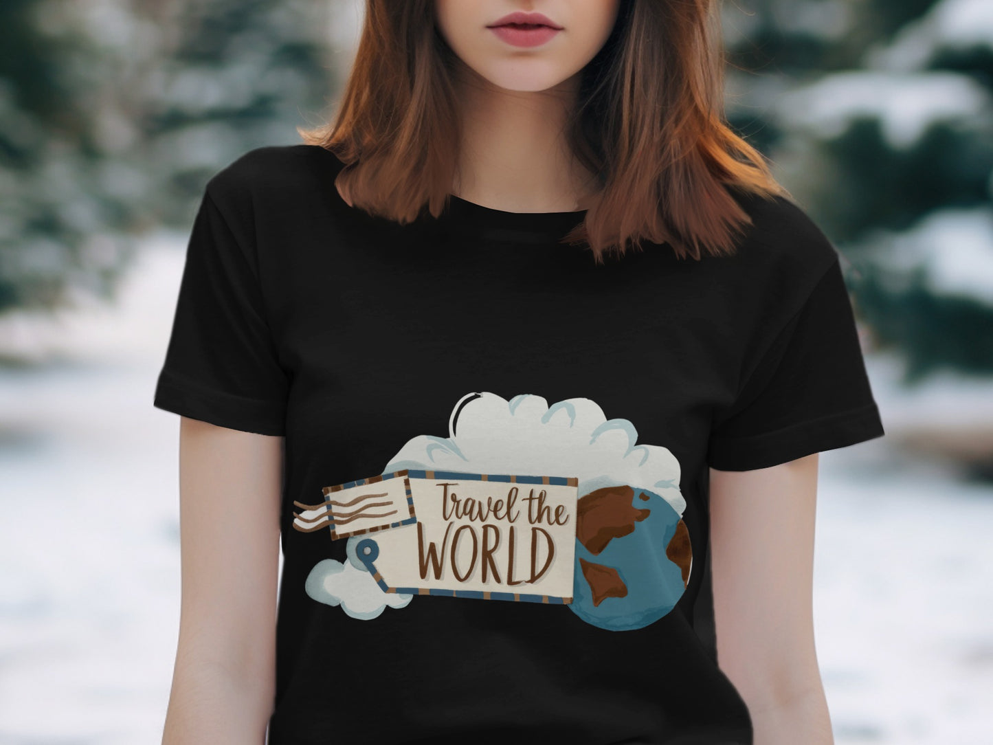 Adventure Travel T-Shirt: "Explore Adventure Travel the World" Globe Art