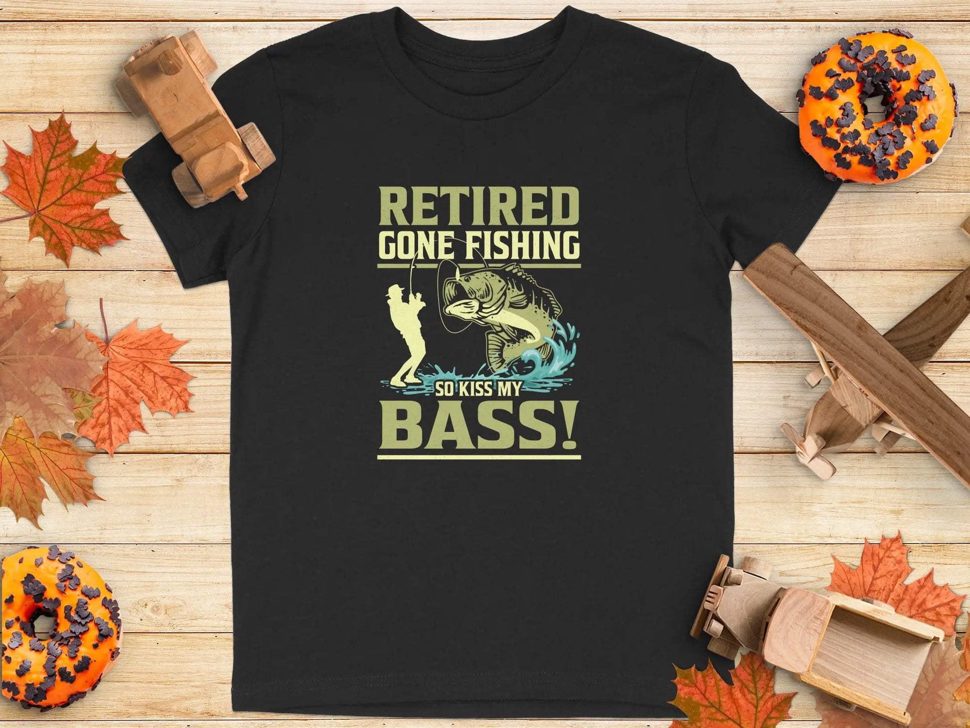 Retired "Kiss My Bass" Funny Fisherman T-Shirt Boofy