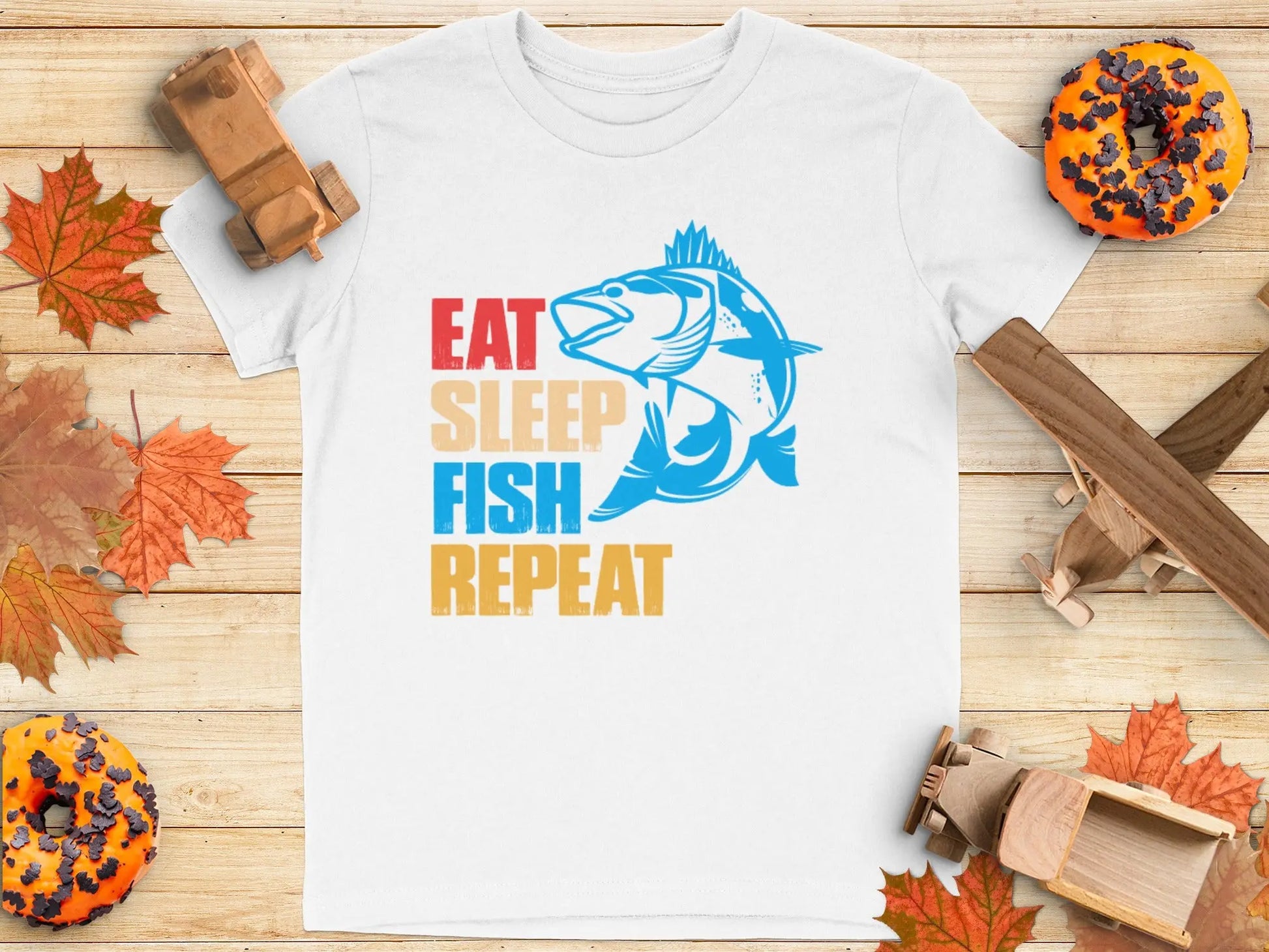 "Eat Sleep Fish Repeat" Bold Graphic T-Shirt Boofy