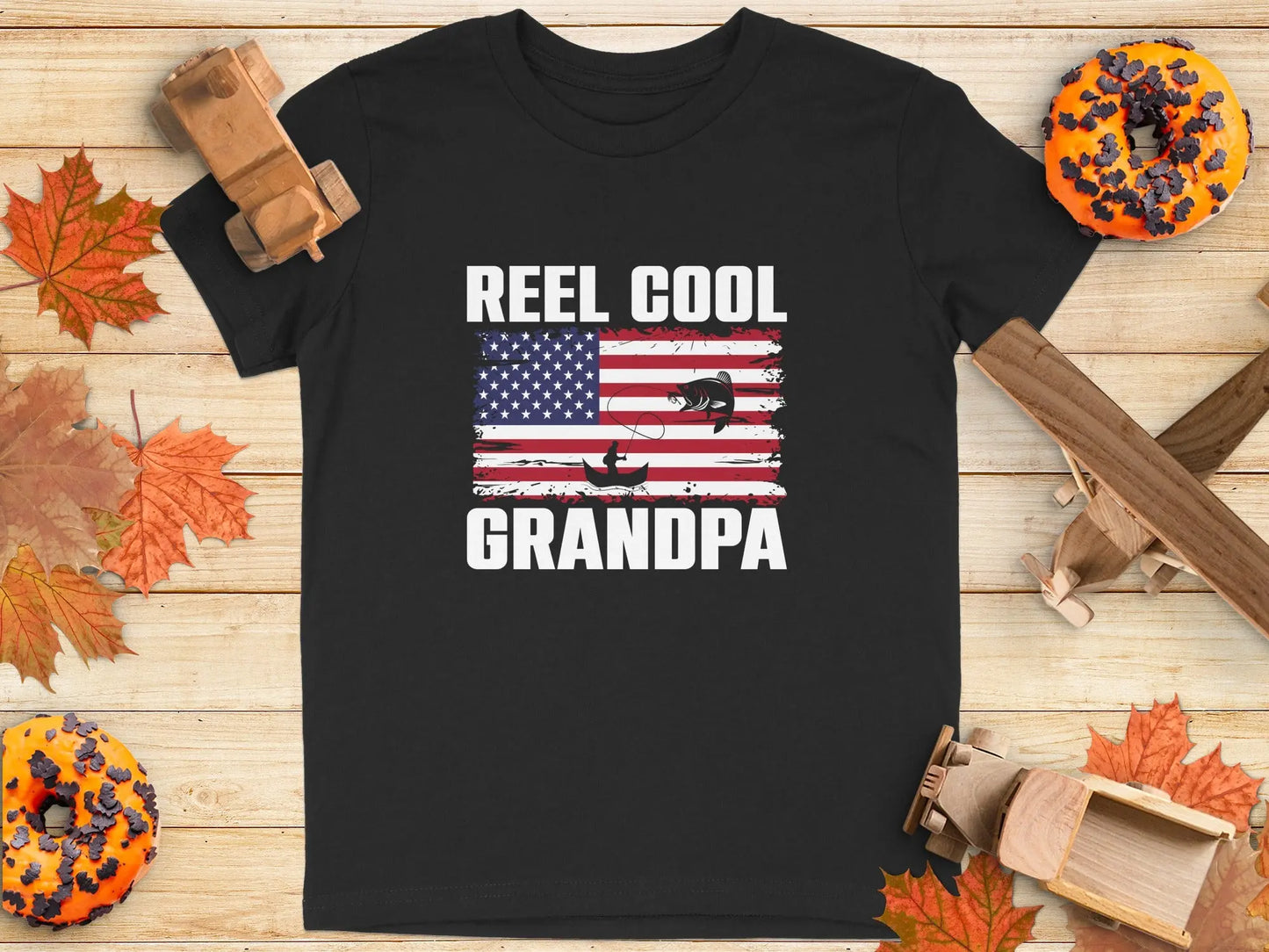 Patriotic Grandpa Fishing T-Shirt Boofy