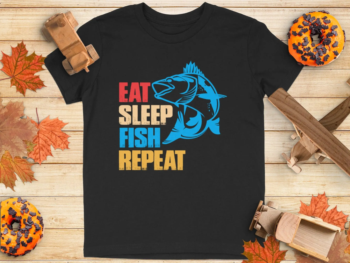 "Eat Sleep Fish Repeat" Bold Graphic T-Shirt Boofy