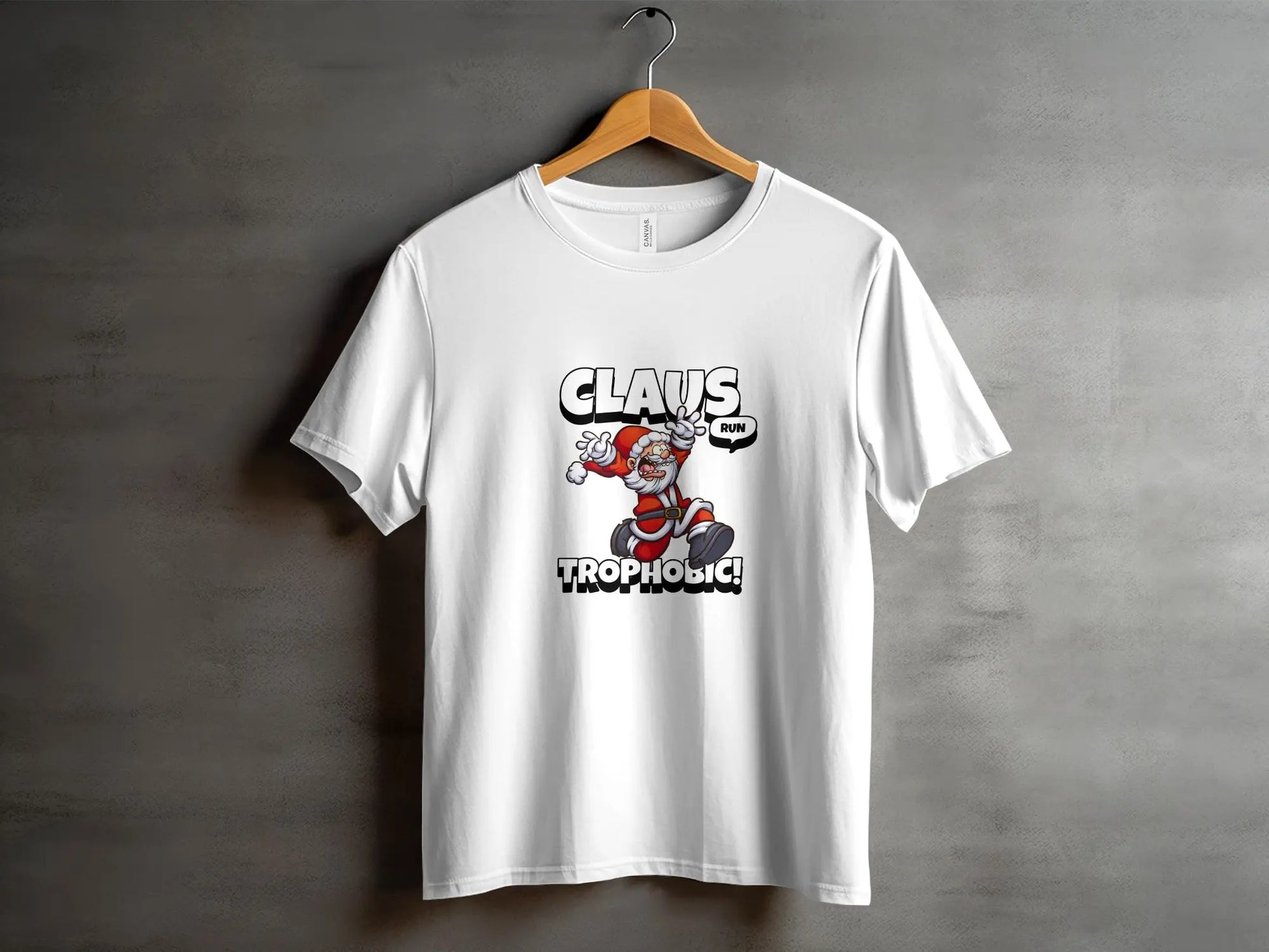 Funny Santa Claus Run "Claustrophobic" Humor T-Shirts Boofy
