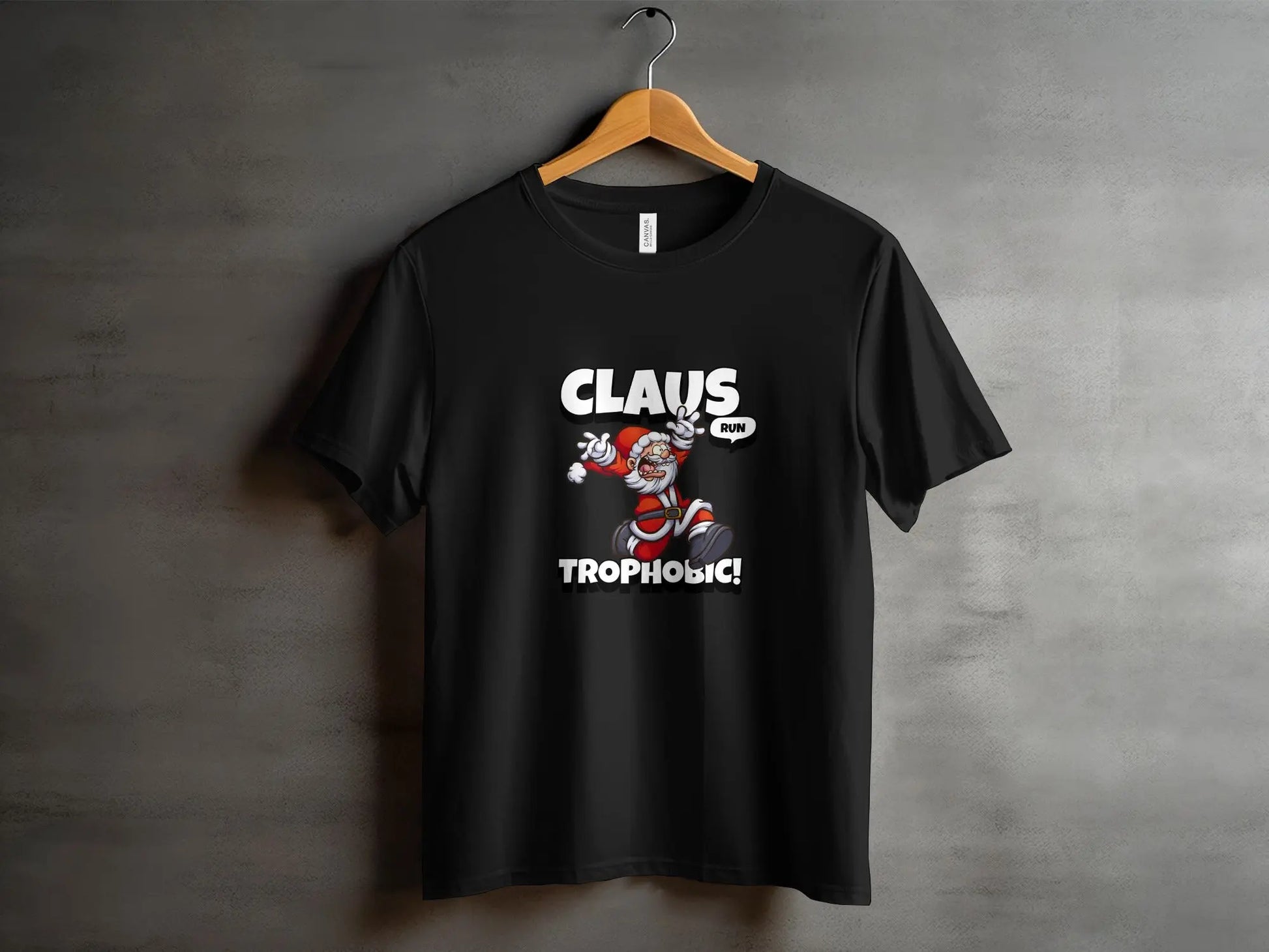 Funny Santa Claus Run "Claustrophobic" Humor T-Shirts Boofy