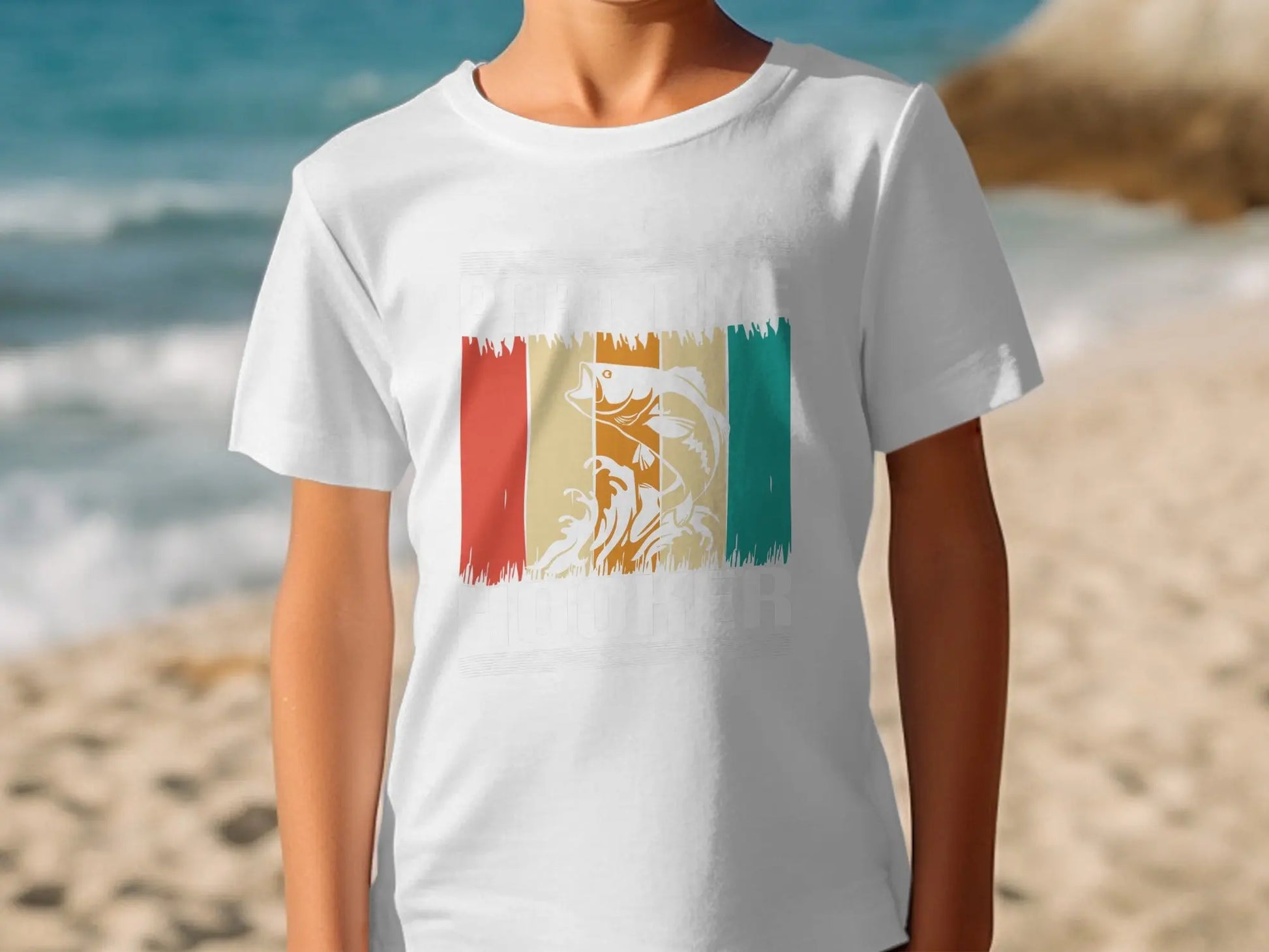 Bold Art Style Fish and Waves T-Shirt Boofy