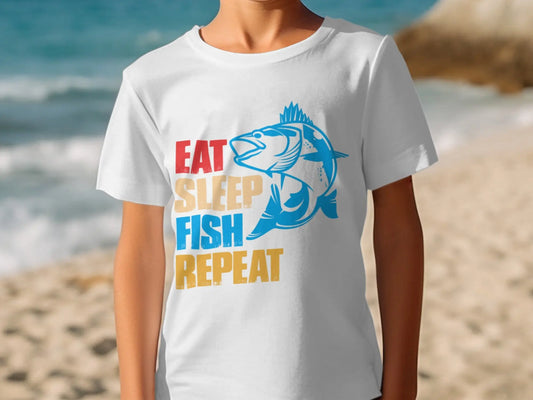 "Eat Sleep Fish Repeat" Bold Graphic T-Shirt Boofy