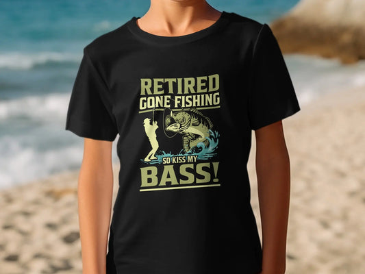 Retired "Kiss My Bass" Funny Fisherman T-Shirt Boofy