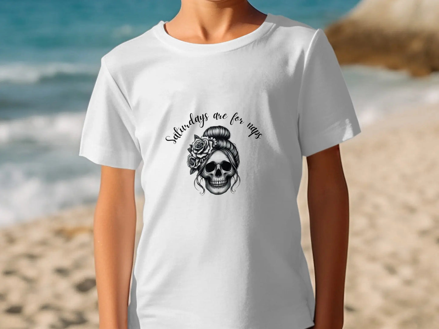 Saturdays Are For Naps Skull Floral Hairstyle T-Shirts Boofy