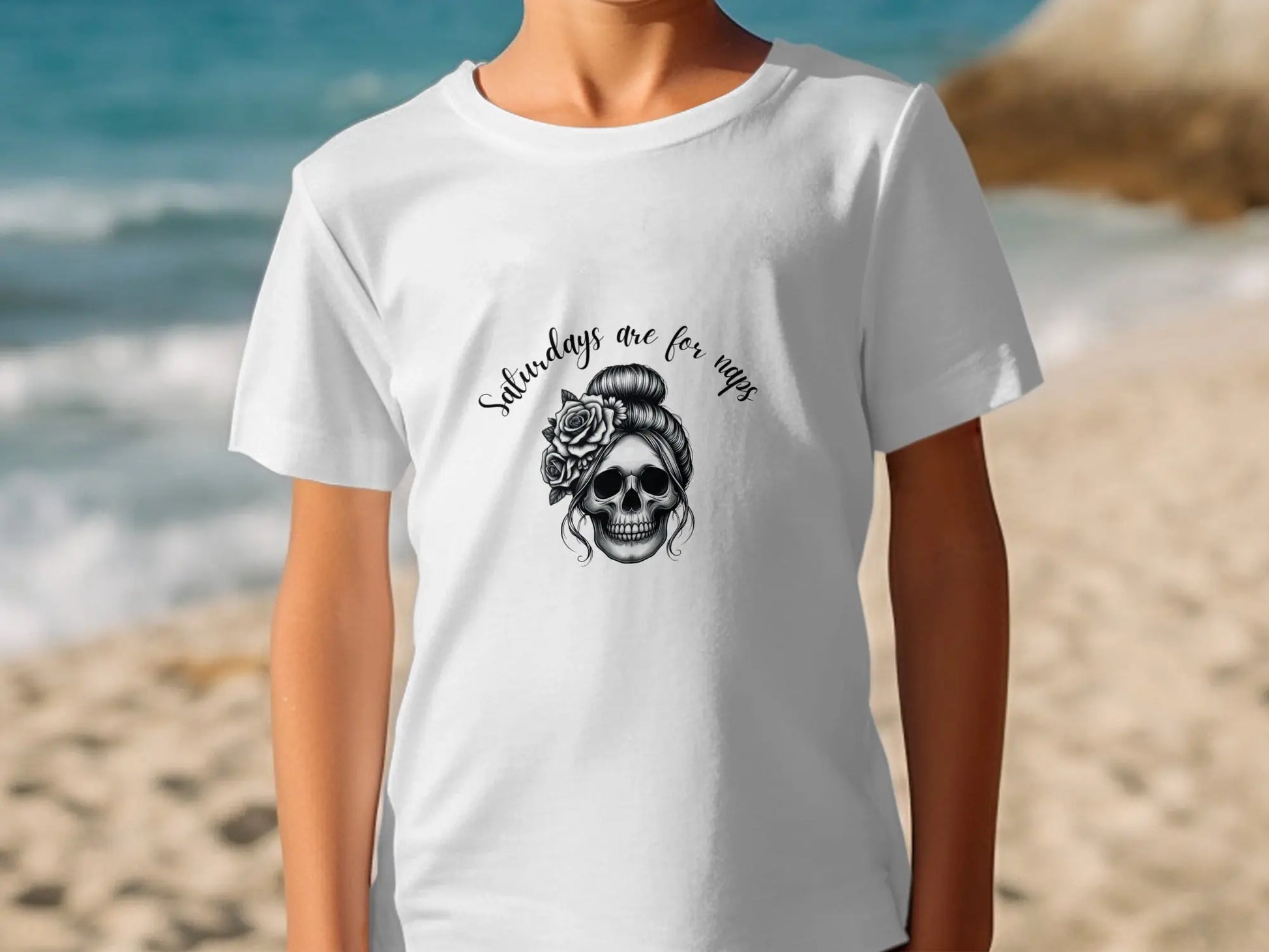 Saturdays Are For Naps Skull Floral Hairstyle T-Shirts Boofy