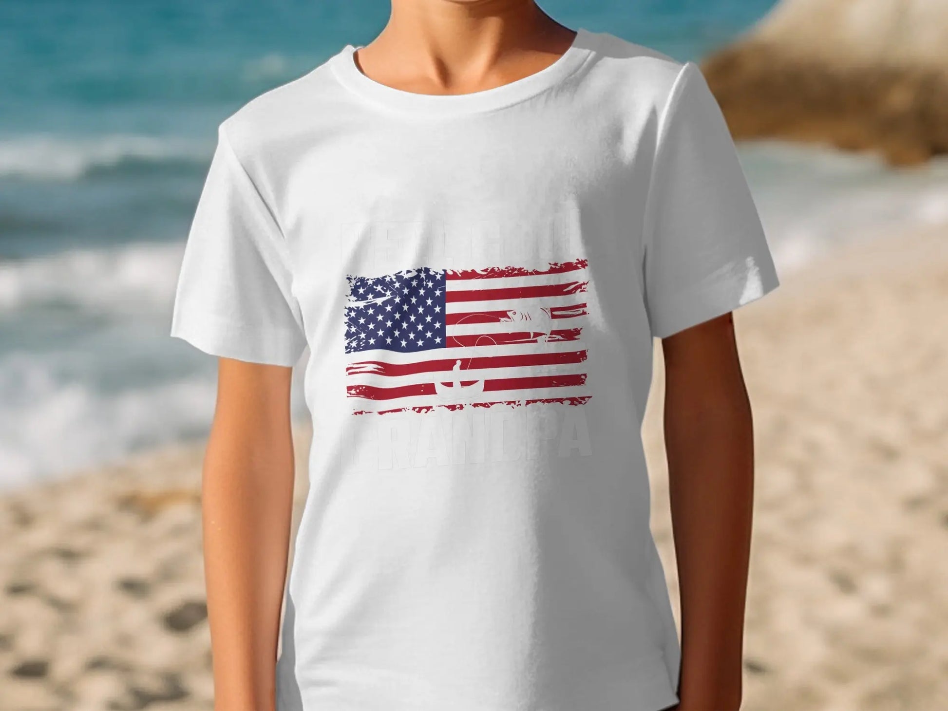 Patriotic Grandpa Fishing T-Shirt Boofy