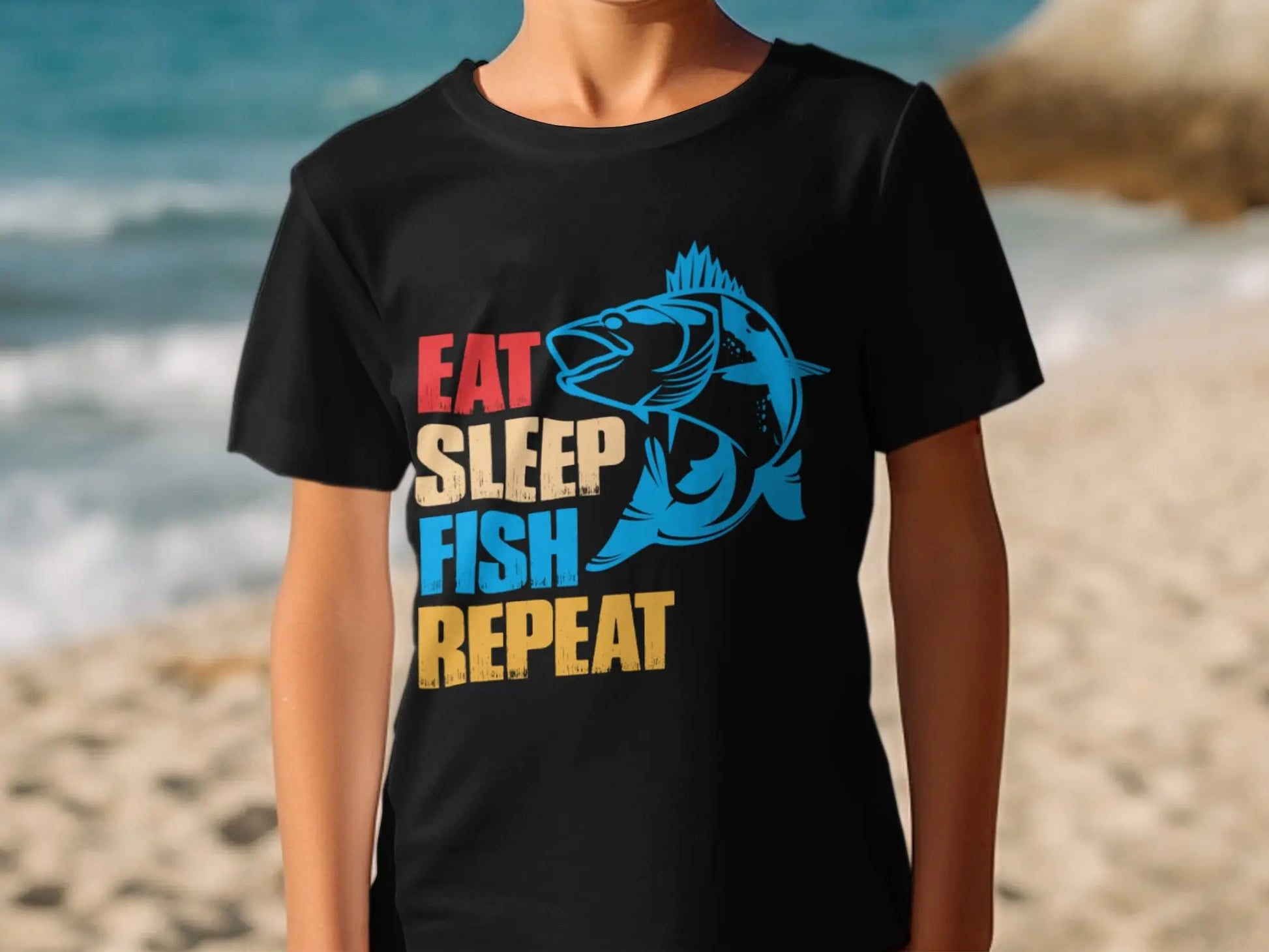 "Eat Sleep Fish Repeat" Bold Graphic T-Shirt Boofy