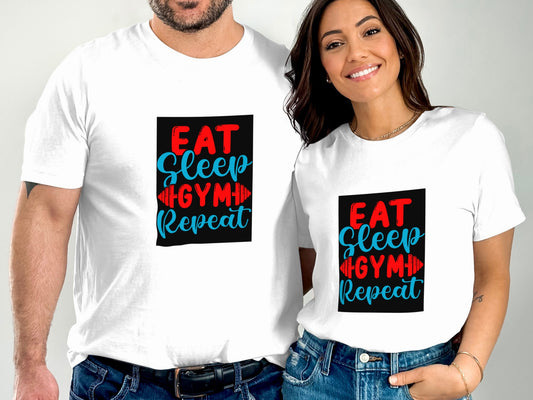 Eat Sleep Gym Repeat Tee - Cotton Tshirt