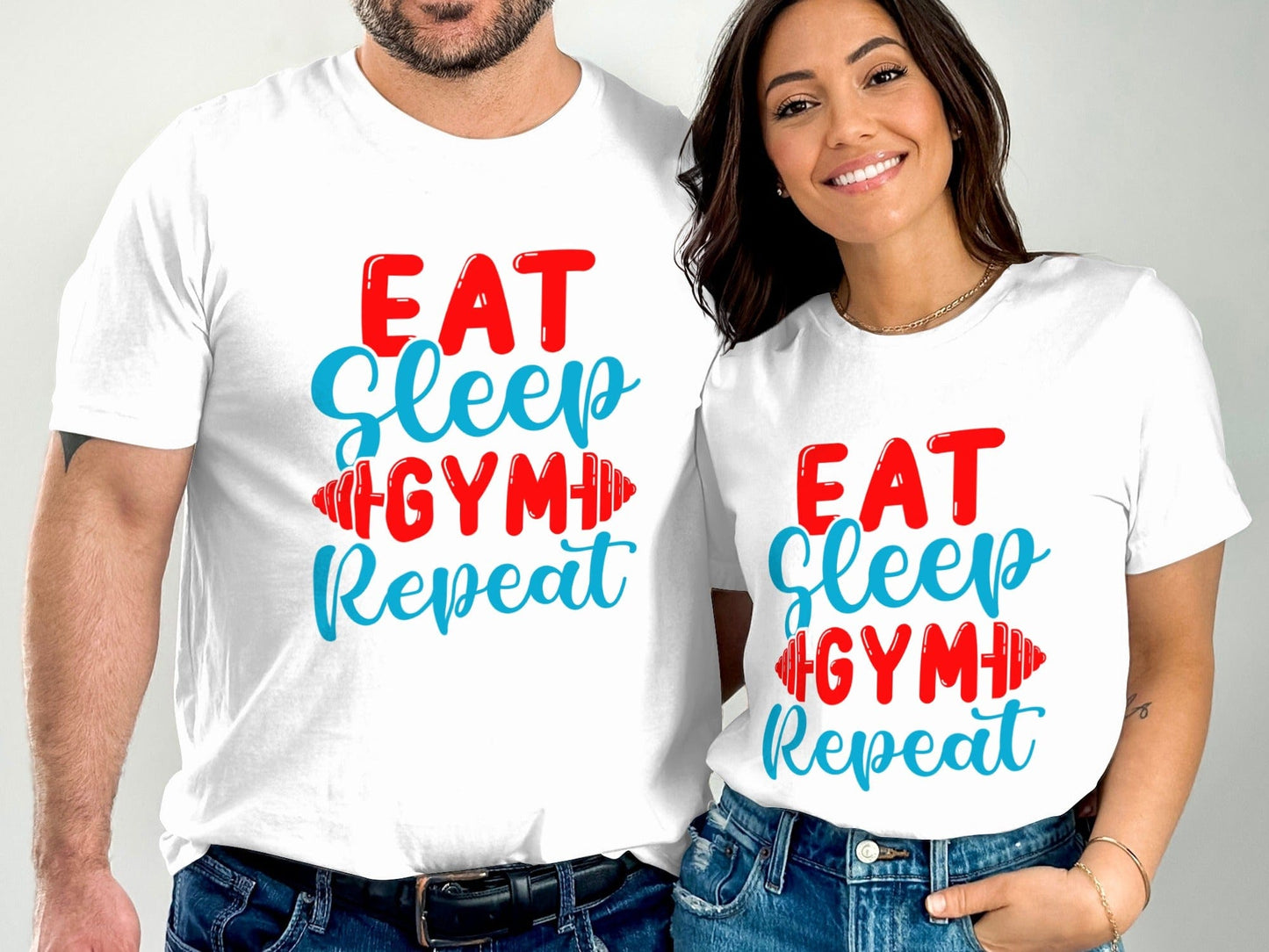 eat sleep gym repeat - Cotton Tshirt