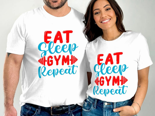 eat sleep gym repeat - Cotton Tshirt My Store