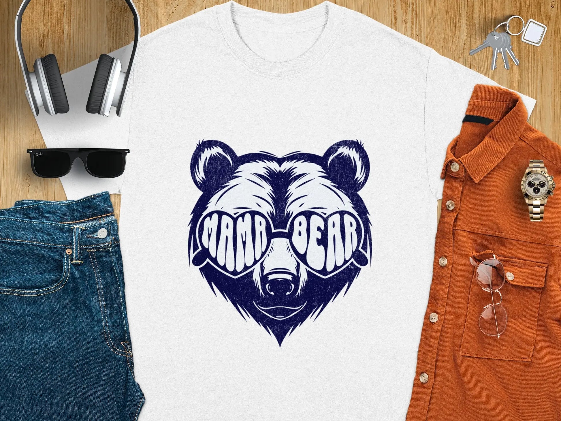Mama Bear Graphic Tee for Moms and Grandmothers Boofy