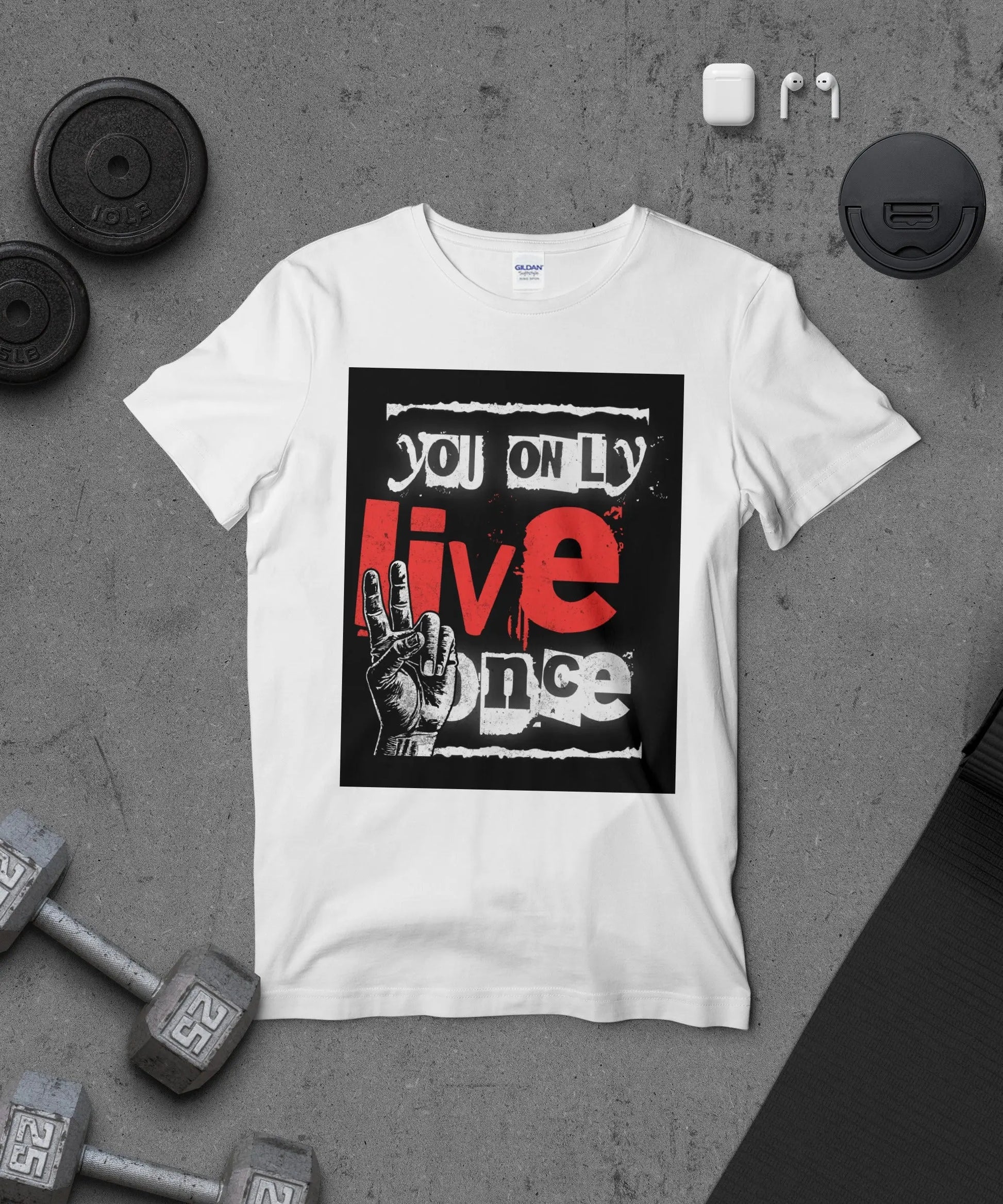 "You Only Live Once" Hand Graphic T-Shirt Boofy