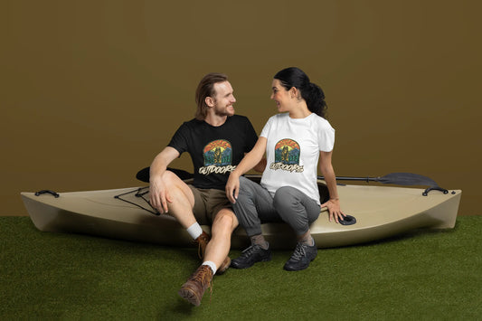 Bear Graphic with Mountains Outdoors Unisex T-Shirts My Store