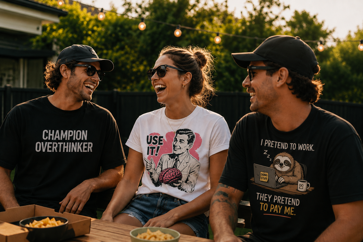 Friends wearing Boofy tees