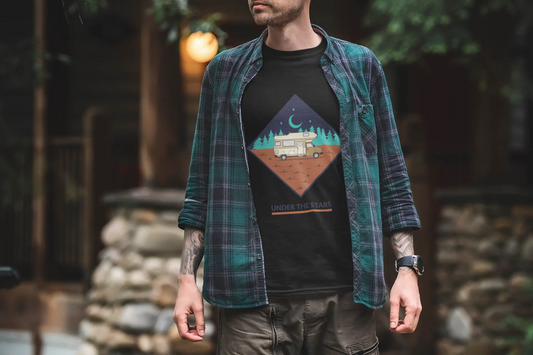 Under the Stars Camper Van Illustration T-Shirts My Store