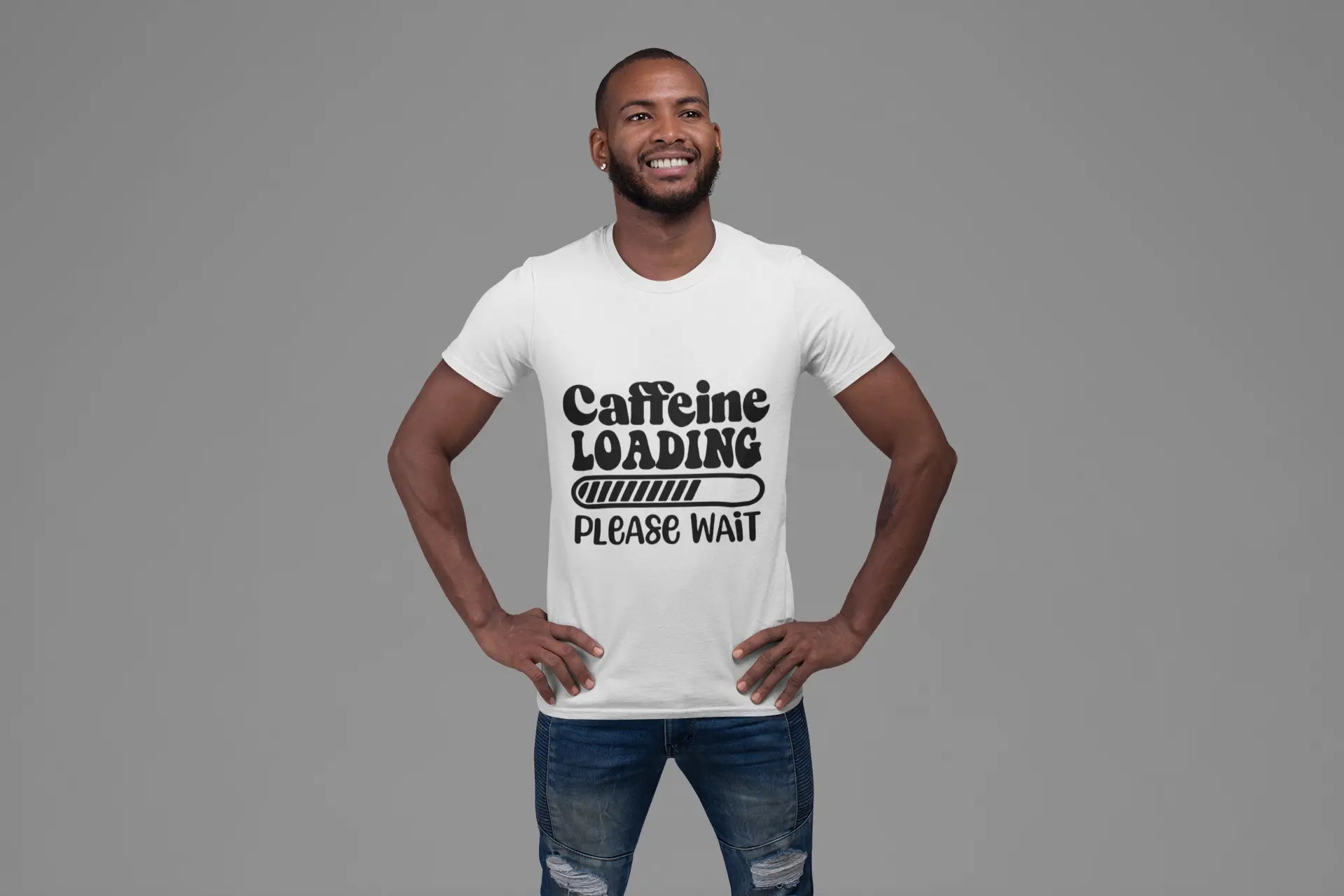 Caffeine Loading Please Wait Funny Statement T-Shirts Boofy